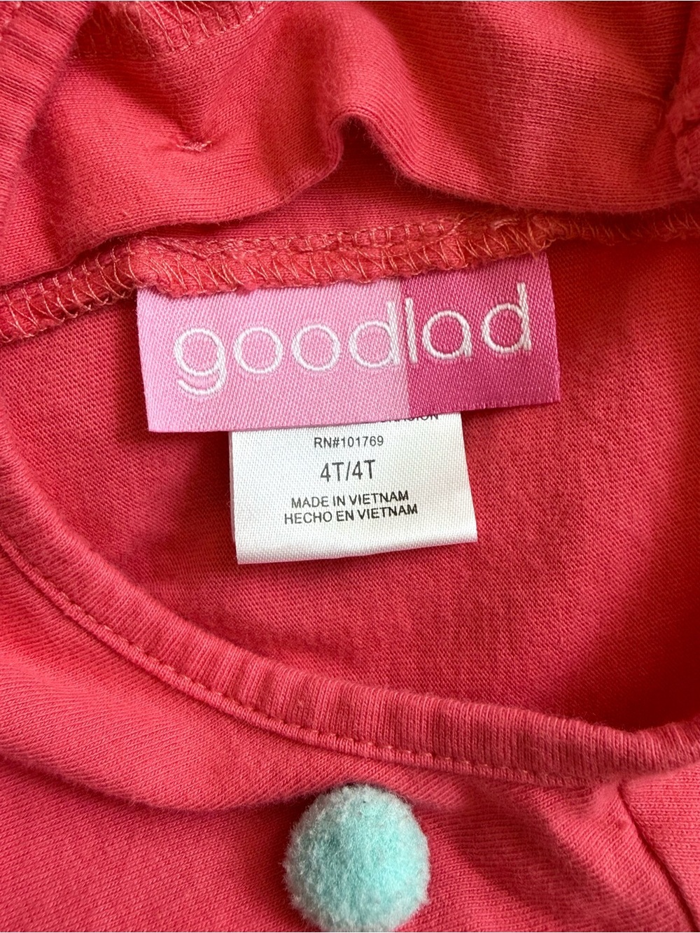 Goodlad Girls Tiered Pom Pom Dress | Size 4T | Coral Pink Ruffle Dress - Picture 3 of 4
